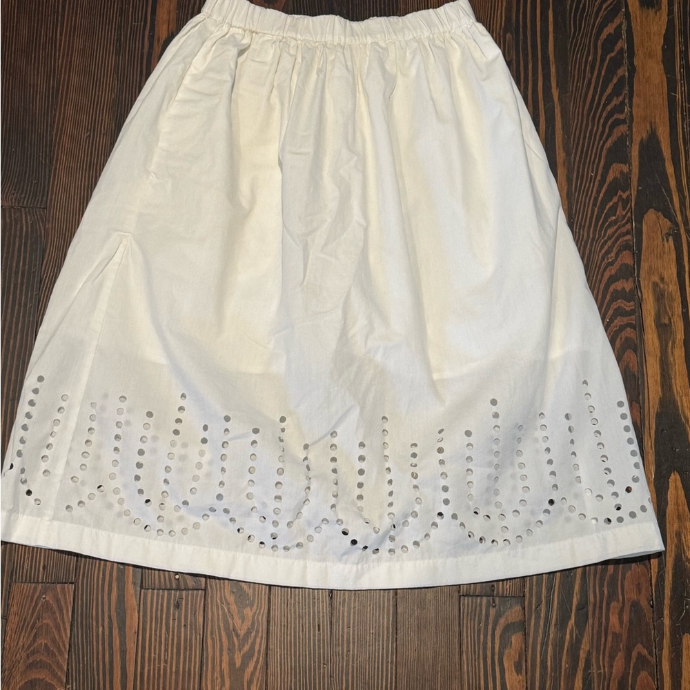 GAP White Smocked Midi Skirt